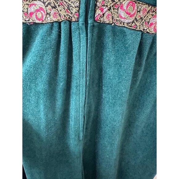 Vtg Danielle Green Velvet Jumper Wide Leg Zip Closure women’s M-L 70 style Read - Picture 15 of 16